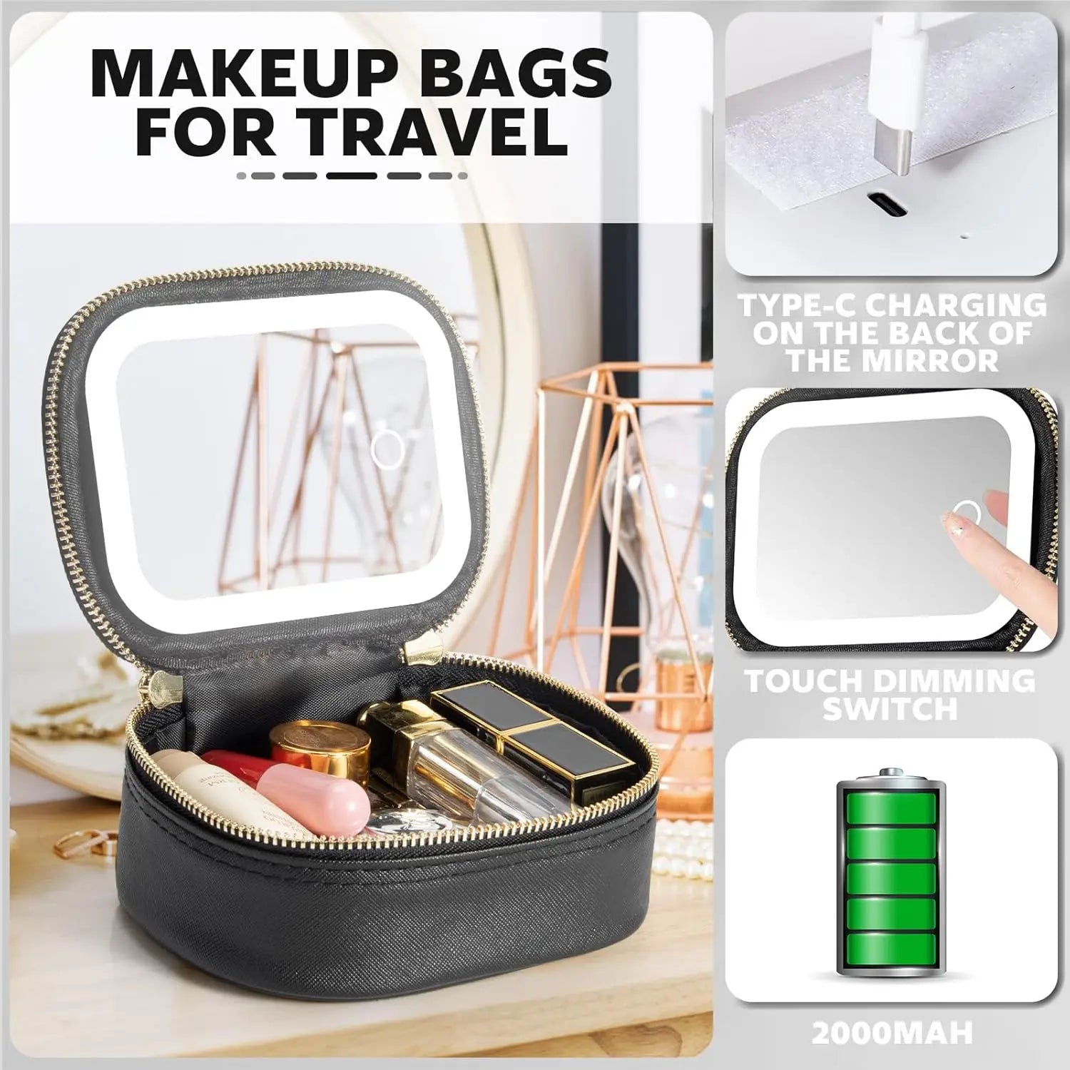 Mini LED Travel Makeup case